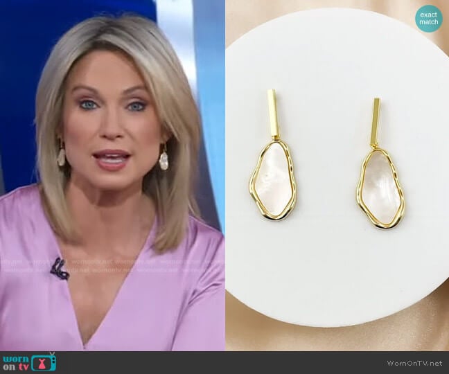 Mother Of Pearl Bar Earrings by True Warrior Jewelry worn by Amy Robach on Good Morning America