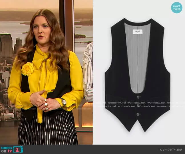 U-neck Vest in Velvet by Celine worn by Drew Barrymore on The Drew Barrymore Show