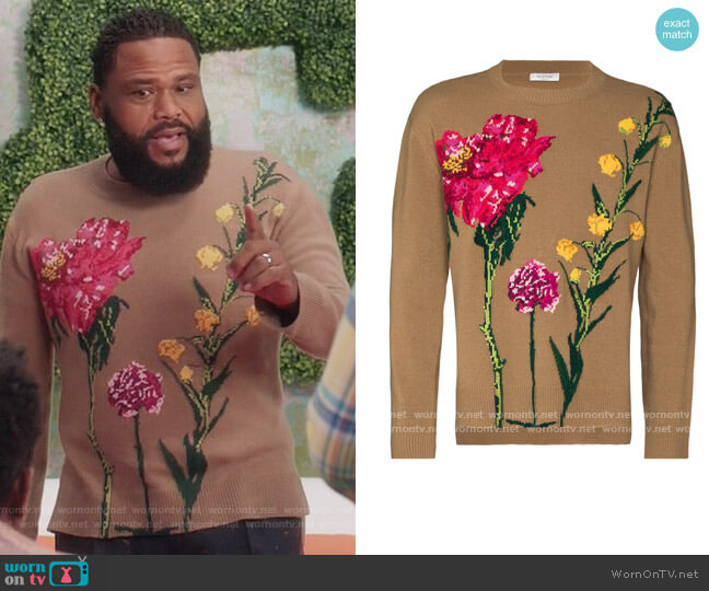 Floral Intarsia Knit Jumper by Valentino worn by Andre Johnson (Anthony Anderson) on Blackish
