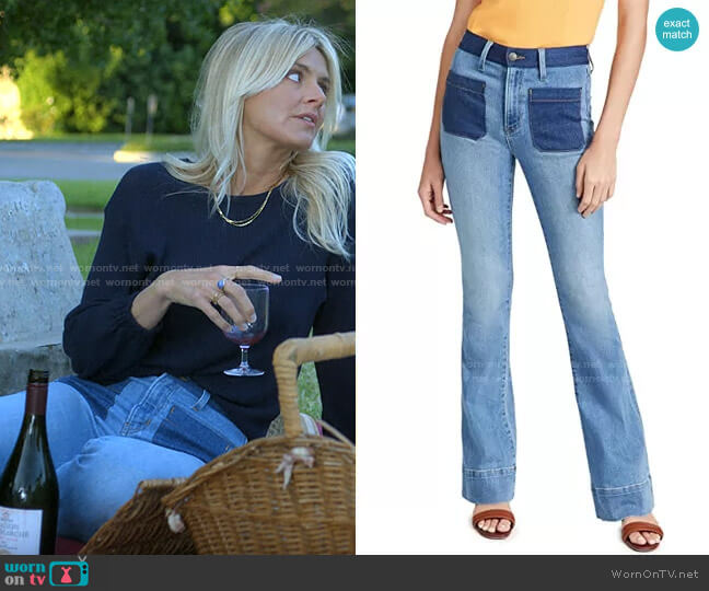 Veronica Beard Florence Colorblock Jeans worn by Amy (Eliza Coupe) on Pivoting