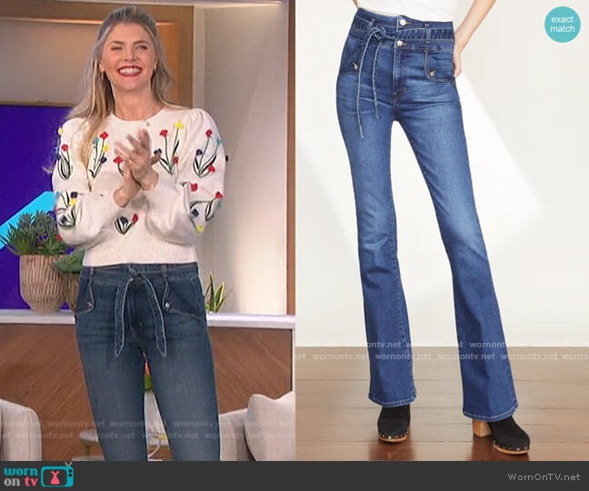 Giselle Skinny-Flare Jean by Veronica Beard worn by Amanda Kloots on The Talk