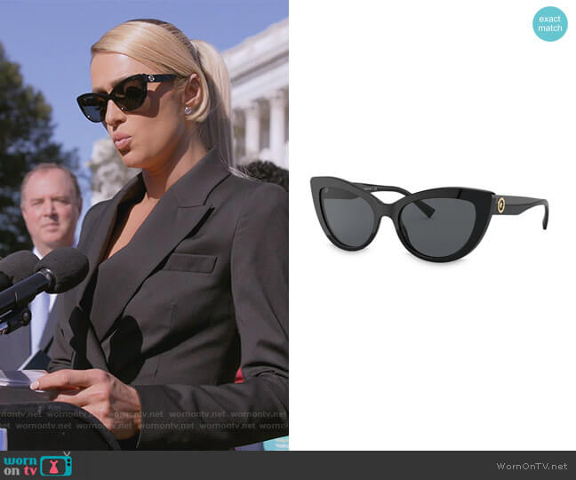 Medusa Icon Cat eye Frame Sunglasses by Versace worn by Paris Hilton on Paris in Love