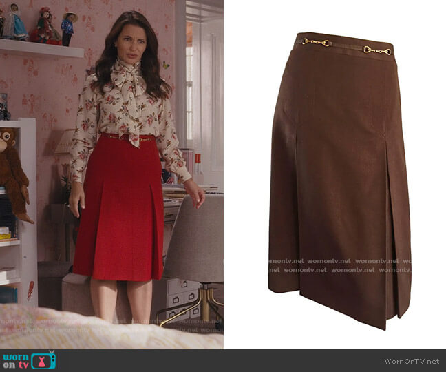 Vintage Horsebit Skirt by Celine worn by Charlotte York (Kristin Davis) on And Just Like That