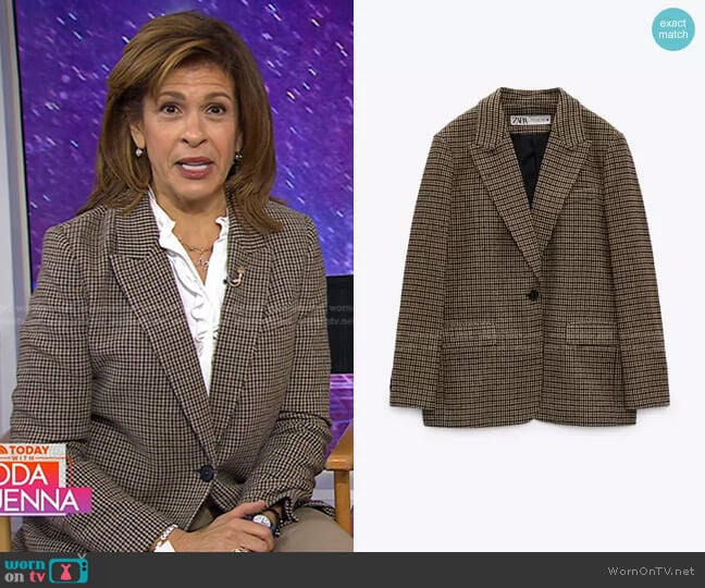 Wool Blend Elbow Patch Blazer by Zara worn by Hoda Kotb on Today