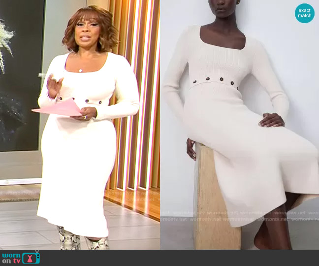 WornOnTV: Gayle King’s white square neck knit dress on CBS Mornings ...