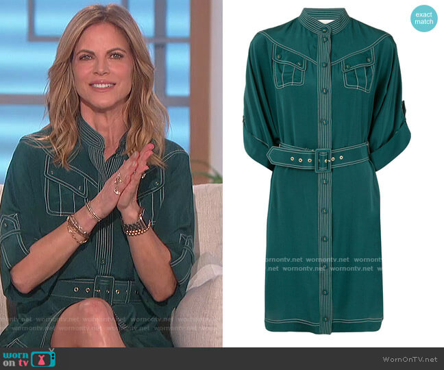 Belted silk crepe de chine midi shirt dress by Zimmermann worn by Natalie Morales on The Talk