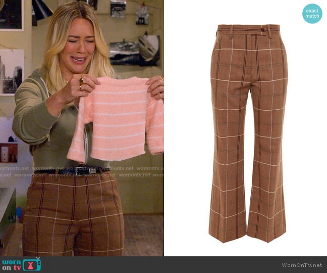 Acne Studios Checked wool and cotton-blend wide-leg pants worn by Sophie (Hilary Duff) on How I Met Your Father