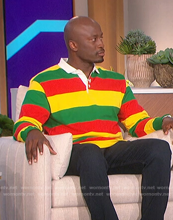Akbar's striped rugby pullover on The Talk