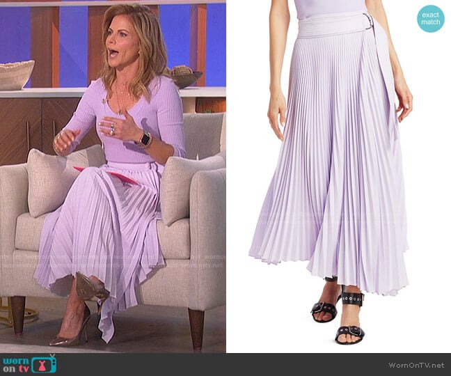 Arielle Pleated Asymmetric Midi Skirt by A.L.C. worn by Natalie Morales on The Talk