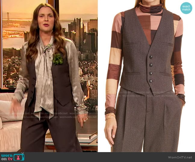 Hadleigh Vest by A.L.C. worn by Drew Barrymore on The Drew Barrymore Show