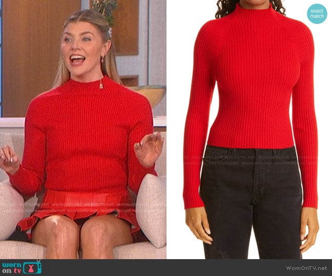 Irena Mock Neck Sweater by Alice + Olivia worn by Amanda Kloots on The Talk