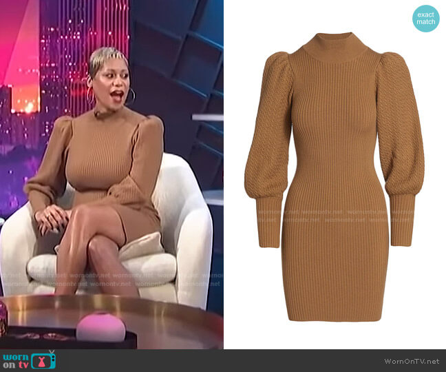 Caleb Wool Puff-Sleeve Sweaterdress by Alice + Olivia worn by Monique Kelley on E! News