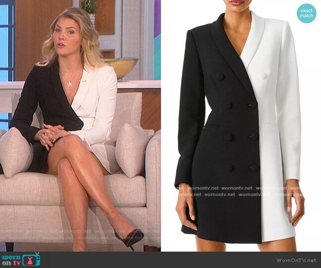 Kyrie Color Block Tuxedo Mini Dress by Alice and Olivia worn by Amanda Kloots on The Talk