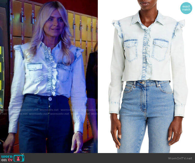 Alice + Olivia Hannah Shirt worn by Amy (Eliza Coupe) on Pivoting