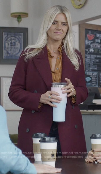 WornOnTV: Amy’s burgundy coat on Pivoting | Eliza Coupe | Clothes and ...