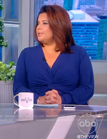 Ana’s blue twist front dress on The View