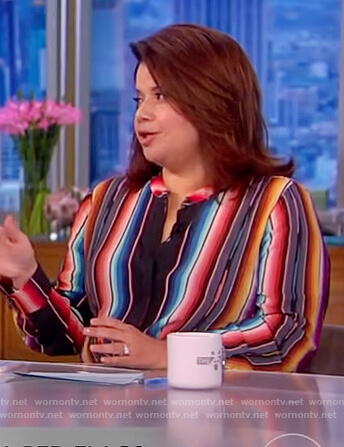 Ana’s multicolored stripe blouse on The View