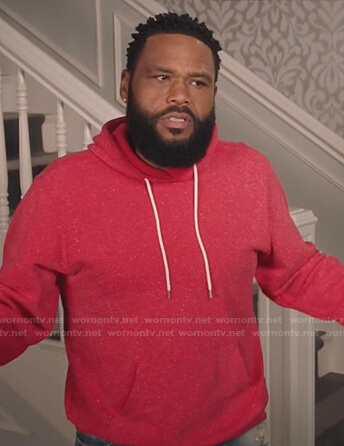 Andre's red speckled hoodie on Black-ish