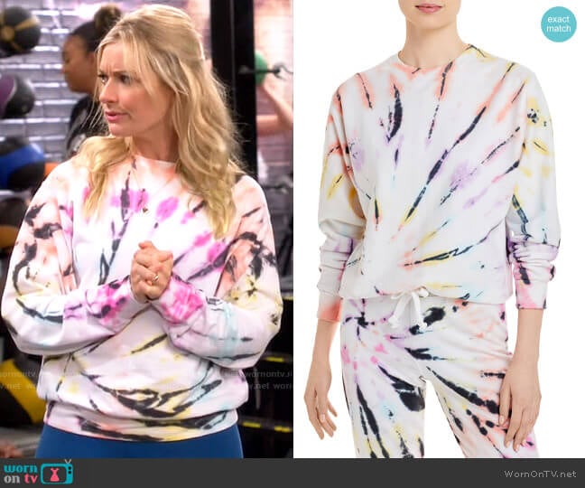 Aqua Tie Dye Sweatshirt worn by Gemma (Beth Behrs) on The Neighborhood