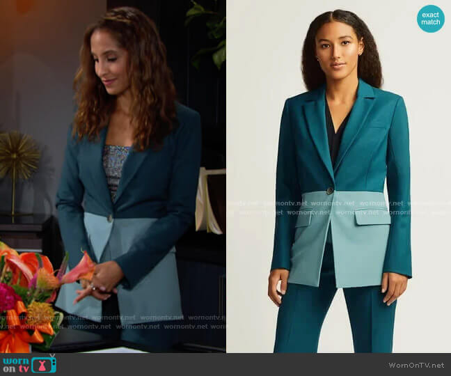 WornOnTV: Lily’s green colorblock suit on The Young and the Restless ...