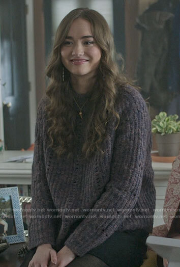 Audrey's purple marled sweater on Dexter New Blood