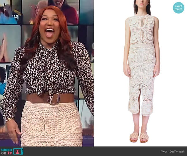 Crochet Midi Skirt by Ayni worn by Kym Whitley on The Wendy Williams Show