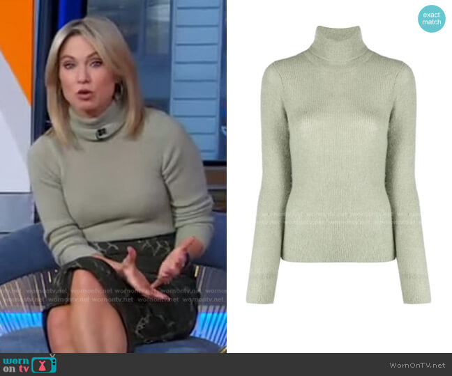 Bolly Knitted Jumper by Ba&Sh worn by Amy Robach on Good Morning America