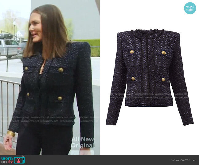 Collarless Tweed Jacket by Balmain worn by Meredith Marks  on The Real Housewives of Salt Lake City