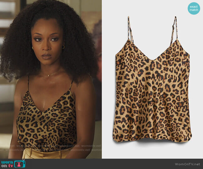 Angela’s leopard print cami on Our Kind of People