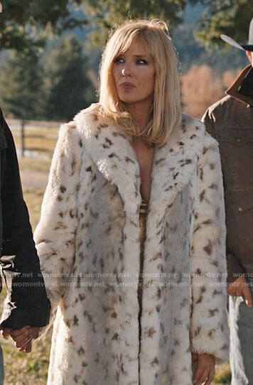 Beth's leopard fur coat on Yellowstone