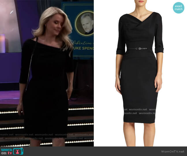 Jackie O Three-Quarter Sleeve Dress by Black Halo worn by Felicia Scorpio (Kristina Wagner) on General Hospital