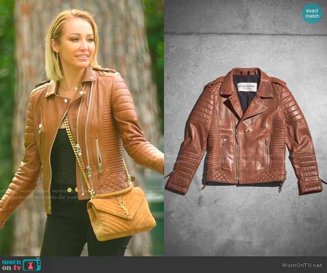 Kay Michaels Leather Jacket by Boda Skins worn by Mary Fitzgerald  on Selling Sunset