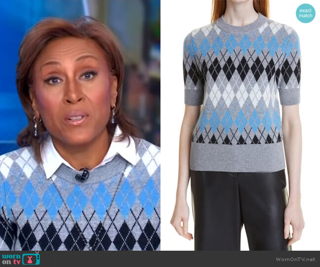 Flinda Short Sleeve Wool Blend Sweater by Boss worn by Robin Roberts on Good Morning America