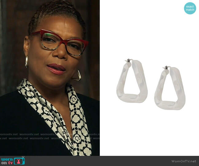 Bottega Veneta Triangular Hoop Earrings worn by Robyn McCall (Queen Latifah) on The Equalizer