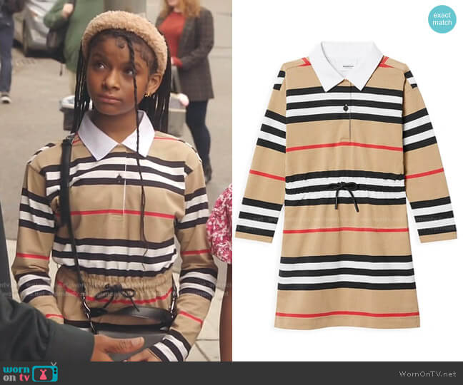 Girl's Checkered Drawstring Shirt Dress by Burberry worn by Aubrey Williams (Dani Lane) on Kenan