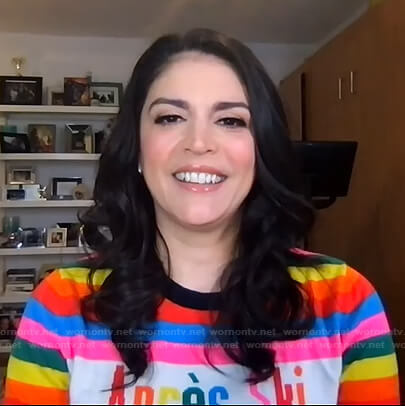 Cecily Strong's rainbow striped sweater on Today