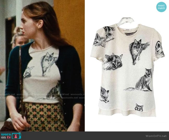 Celine Silk Fox T-shirt worn by Lexi Howard (Maude Apatow) on Euphoria