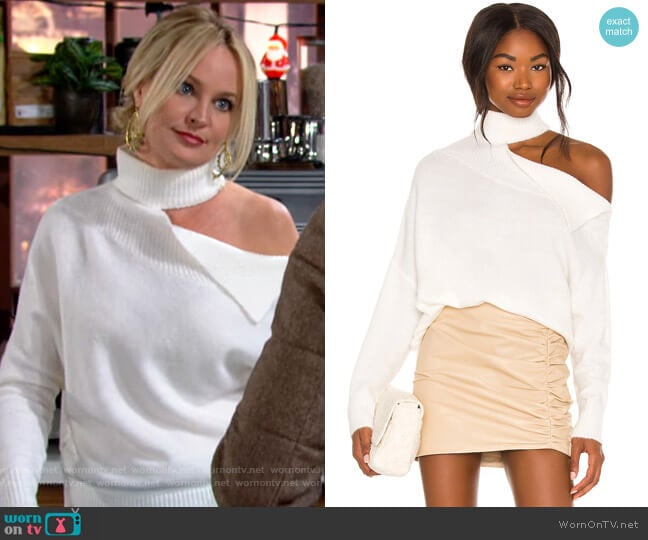 Central Park West Knightley Cut Out Sweater worn by Sharon Newman (Sharon Case) on The Young and the Restless