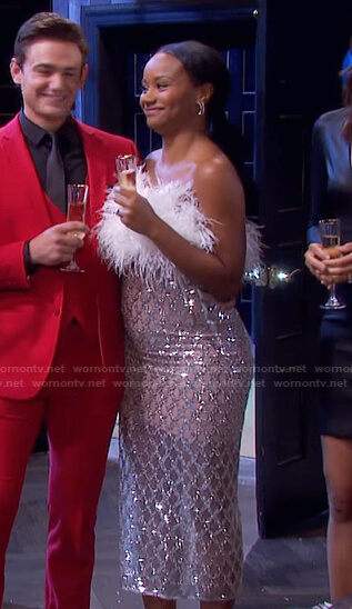 Chanel’s sequin feather dress on Days of our Lives