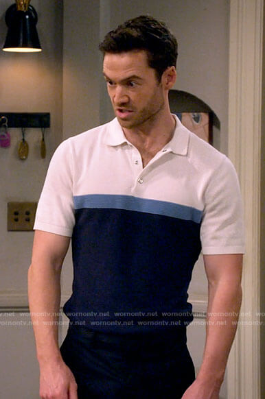 Charlie’s colorblock polo shirt on How I Met Your Father