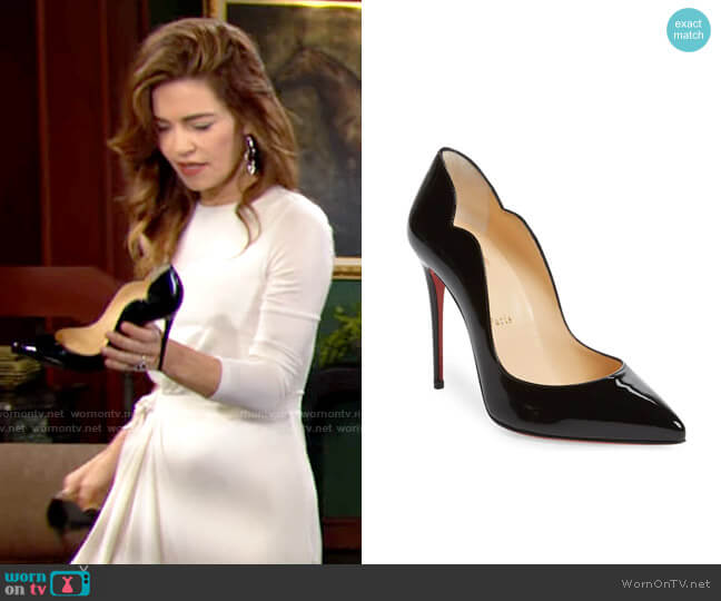 Christian Louboutin Hot Chick Scallop Pointed Toe Pump worn by Victoria Newman (Amelia Heinle) on The Young & the Restless