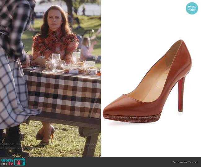 Pigalle Plato Napa 100mm Red Sole Pump by Christian Louboutin worn by Charlotte York (Kristin Davis) on And Just Like That
