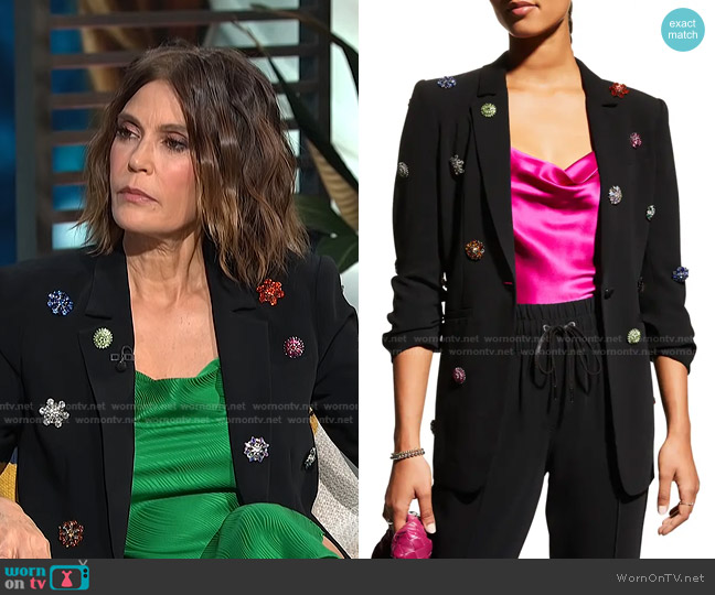 Ditsy Khloe Embellished Blazer by Cinq a Sept worn by Teri Hatcher on E! News Daily Pop
