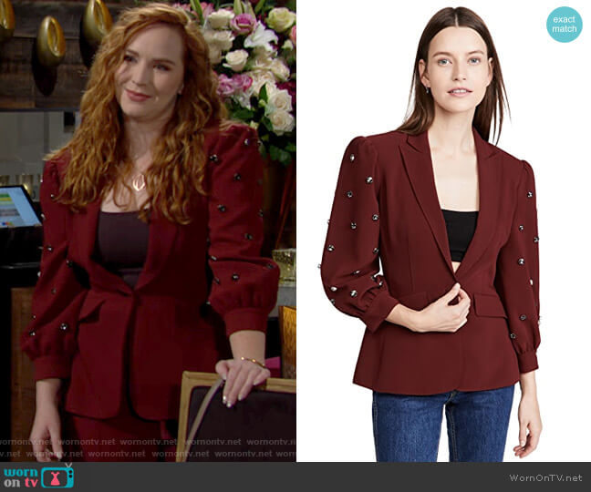 WornOnTV: Mariah’s burgundy blazer with studded sleeves on The Young ...