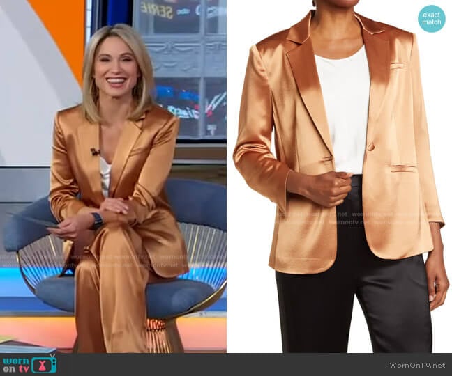 Marta Silk Cowlneck Cami Top by Cinq a Sept worn by Amy Robach on Good Morning America