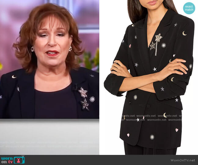Hearts and Stars Embroidered Embellished Blazer by Cinq a Sept worn by Joy Behar  on The View