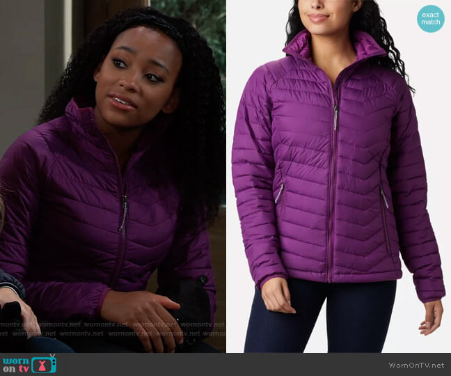 Powder Lite Jacket by Columbia worn by Trina (Sydney Mikayla) on General Hospital