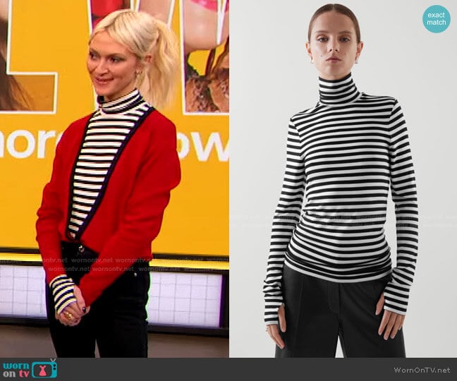 Striped Roll-Neck Top by Cos worn by Zanna Roberts Rassi on The Drew Barrymore Show