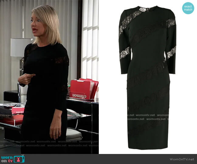 Lace Detail Sheath Dress by Dolce and Gabbana worn by Nina Reeves (Cynthia Watros) on General Hospital