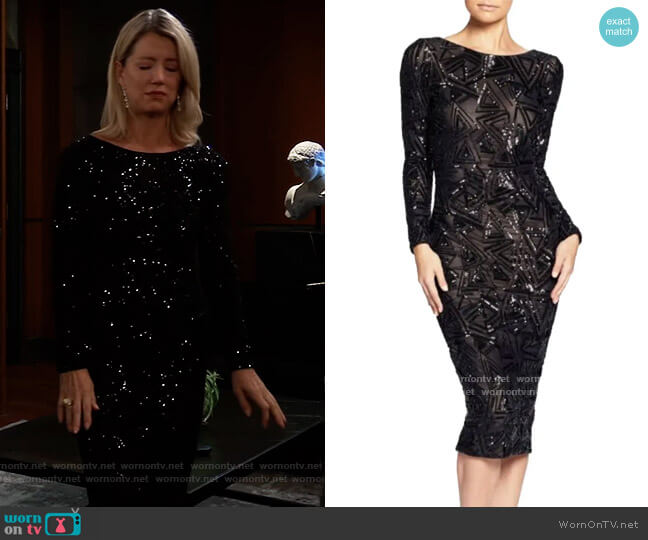 WornOnTV: Nina’s black sequin patterned dress on General Hospital ...